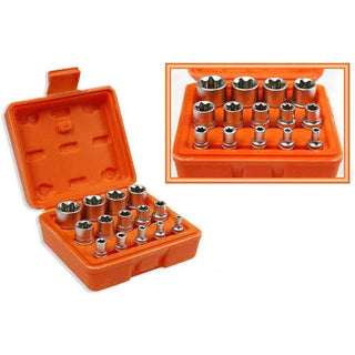 Bussole torx 14 pezzi in cromo vanadio 1/4" 3/8" 1/2" misure 4 a 24 mm