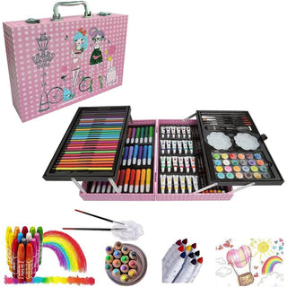 Set valigetta artista 145 pezzi colori pittura per bimbo bimba