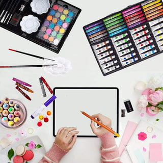 Set valigetta artista 145 pezzi colori pittura per bimbo bimba