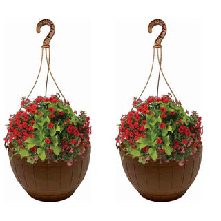 Set 2 portapiante a sospensione in plastica con gancio Ø26 cm