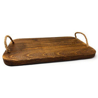 Vassoio rettangolare in legno manici in canapa per aperitivo 40x24 cm