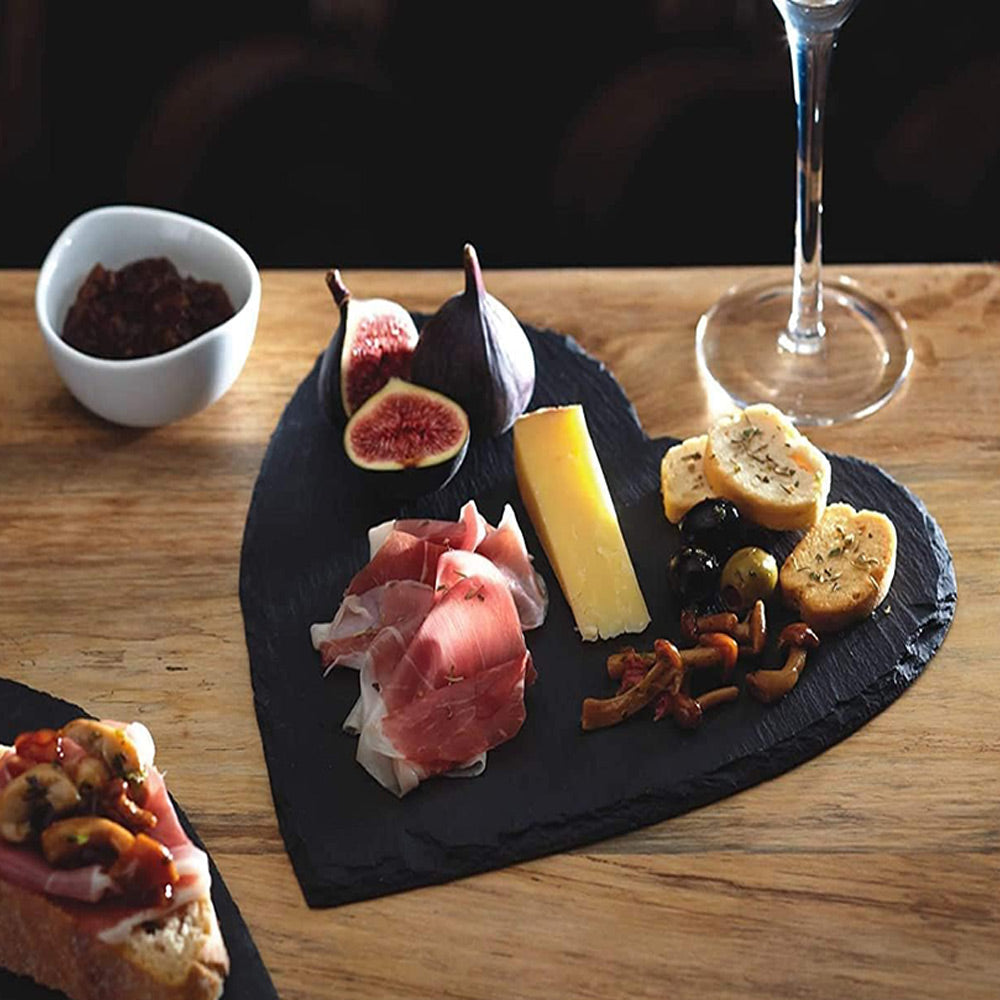 Vassoio da portata a cuore in ardesia piatto in pietra per aperitivo finger food sughi formaggi antipasto tagliere per aperitivo buffet da cucina bar