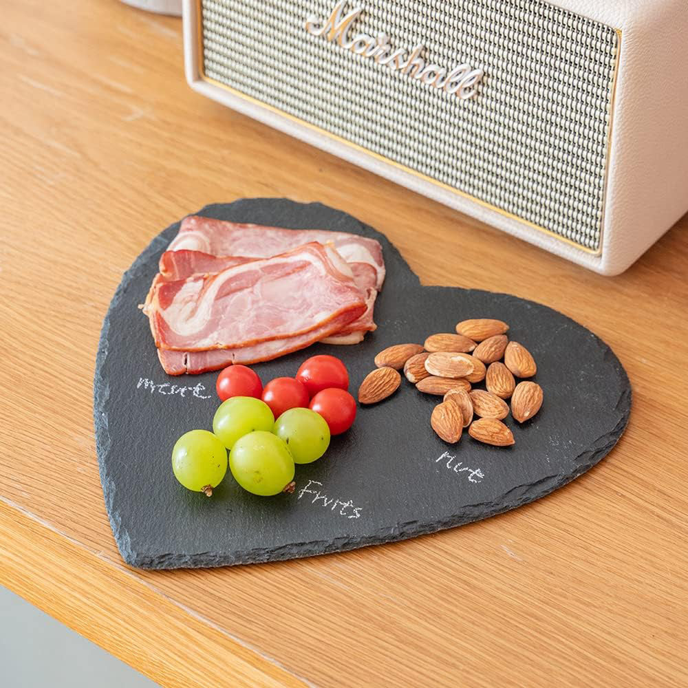 Vassoio da portata a cuore in ardesia piatto in pietra per aperitivo finger food sughi formaggi antipasto tagliere per aperitivo buffet da cucina bar