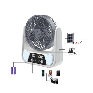 Ventilatore con pannello solare 2 velocità power banck e lampadine