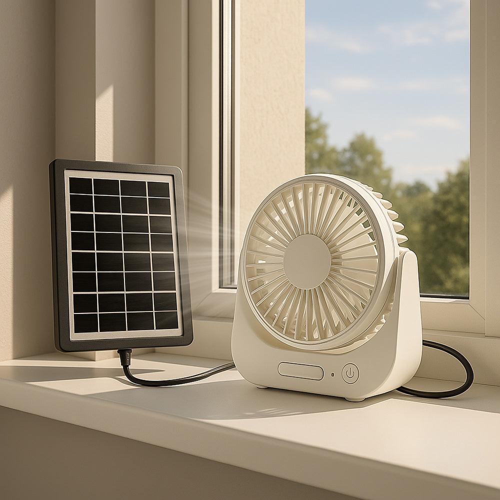 Mini Ventilatore Solare "Tanami" Con Treppiede Leggero E Flessibile 4W 5v Bianco E Nero 95004307 - Foto 10