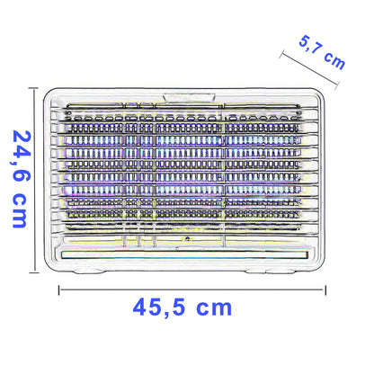 Zanzariera elettrica con neon a led uv 2x5 watt anti zanzara 10 watt con catenella per appendere vaschetta raccogli zanzare
