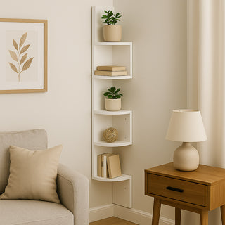 Mensola in legno MDF angolare scaffale verticale 5 ripiani a zig zag